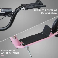Homcom - Patinete Scooter Ajustable 2 ruedas Rosa