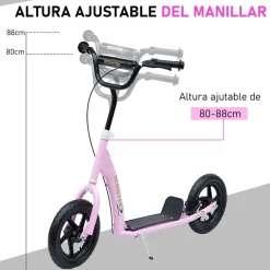 Homcom - Patinete Scooter Ajustable 2 ruedas Rosa