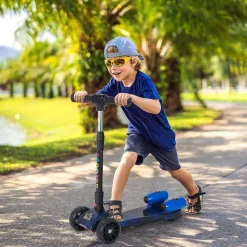 Homcom - Patinete scooter Azul con efectos de luz y sonido