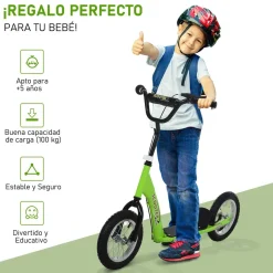 Homcom - Patinete Scooter Ajustable 2 ruedas Verde* Patines Y Monopatines