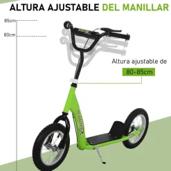 Homcom - Patinete Scooter Ajustable 2 ruedas Verde* Patines Y Monopatines