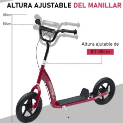 Homcom - Patinete Scooter Ajustable 2 ruedas Rojo* Patines Y Monopatines