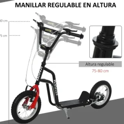 Homcom - Patinete Scooter regulable Negro