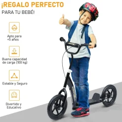 Homcom - Patinete Scooter Ajustable 2 ruedas Negro