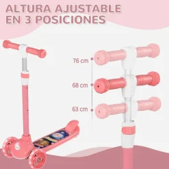 AIYAPLAY Homcom - Patinete Tri-scooter Rosa con luces