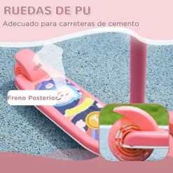 AIYAPLAY Homcom - Patinete Tri-scooter Rosa con luces