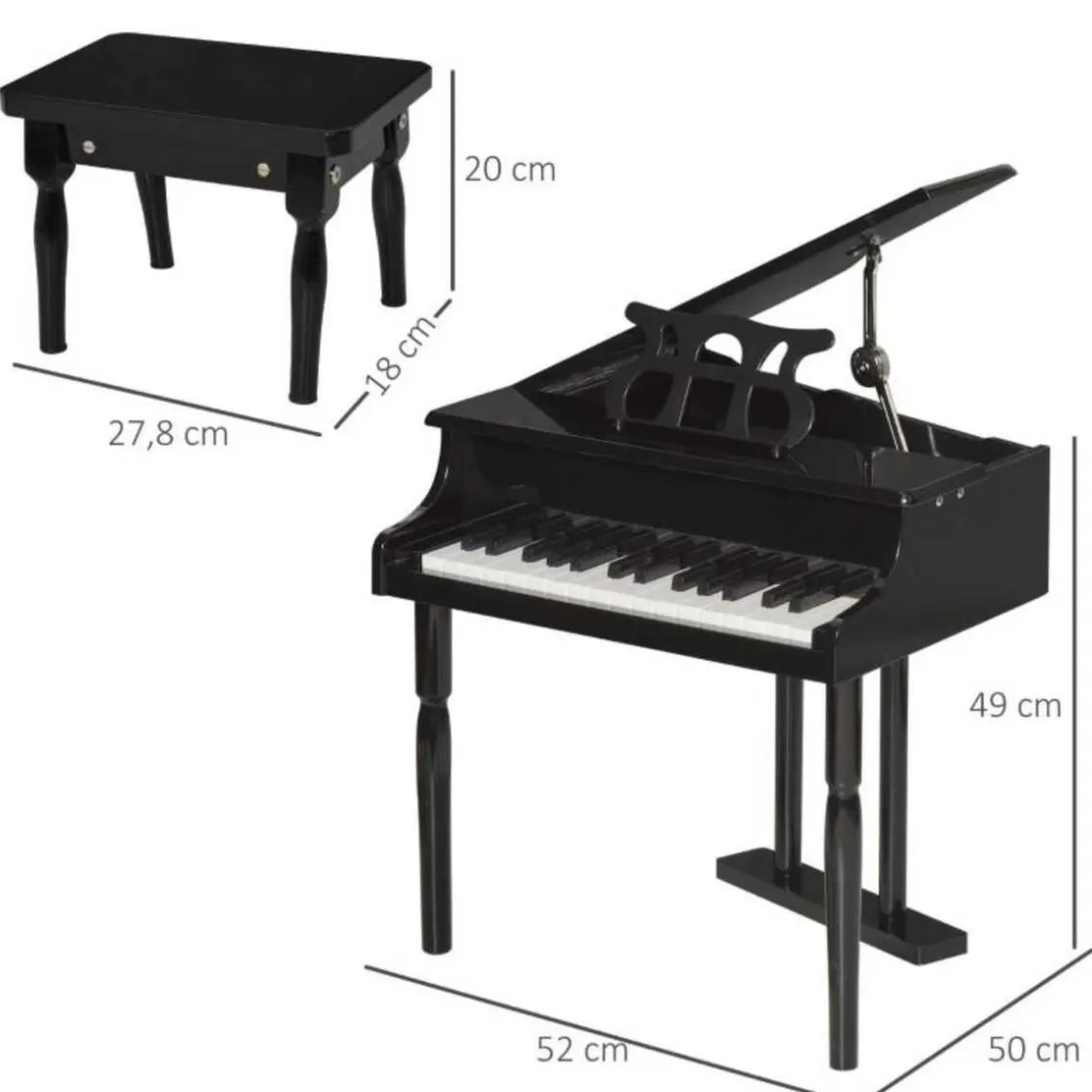 Homcom - Piano de Cola Electrónico 30 Teclas
