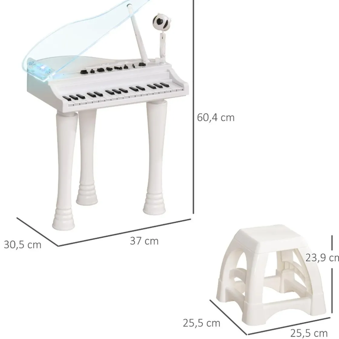 AIYAPLAY Homcom - Piano electrónico 32 teclas con taburete y micro
