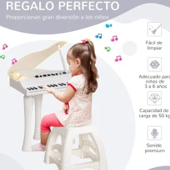 AIYAPLAY Homcom - Piano electrónico 32 teclas con taburete y micro