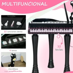 AIYAPLAY Homcom - Piano electrónico 32 teclas con taburete
