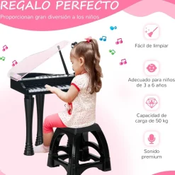 AIYAPLAY Homcom - Piano electrónico 32 teclas con taburete
