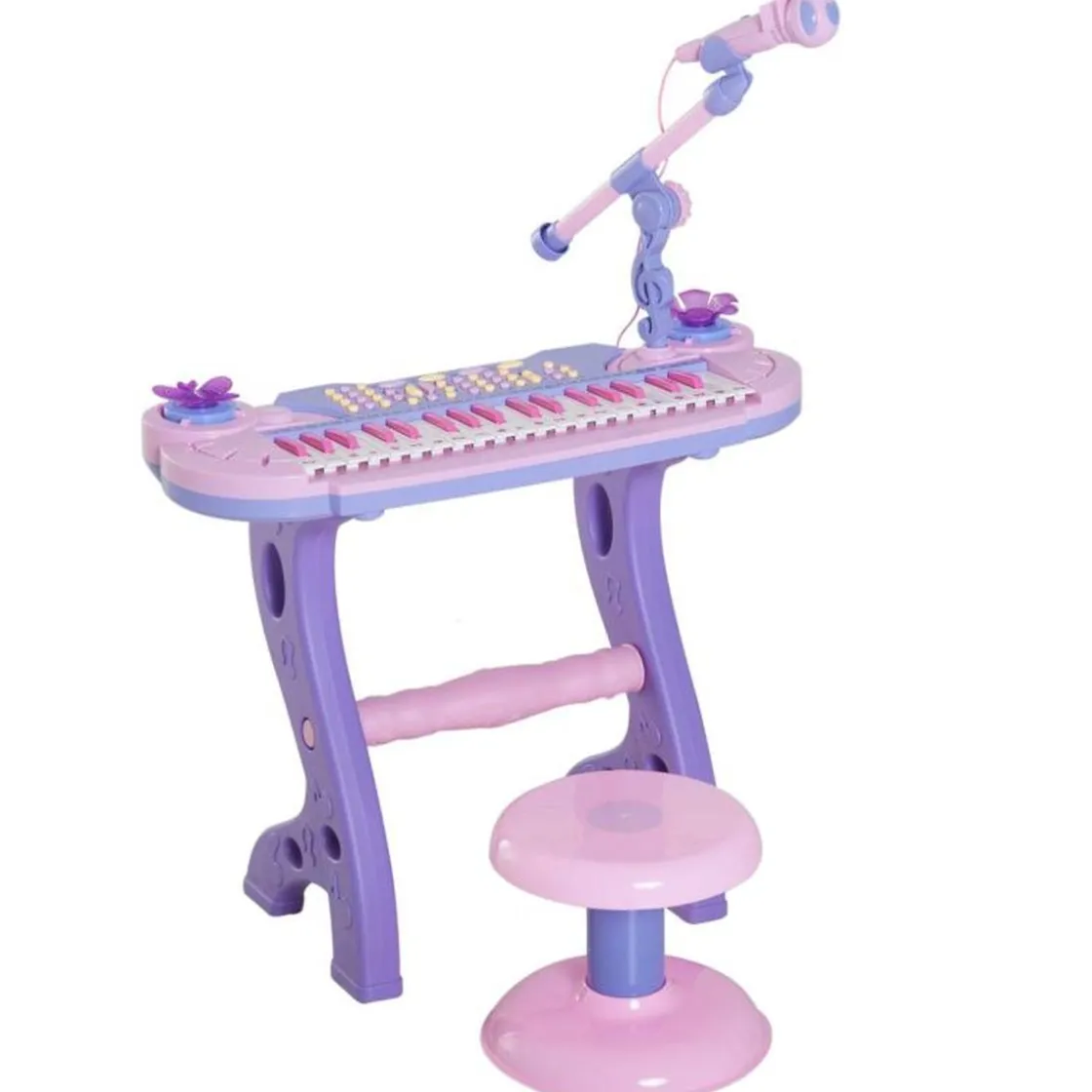 Homcom - Piano Infantil 37 Teclas Rosa