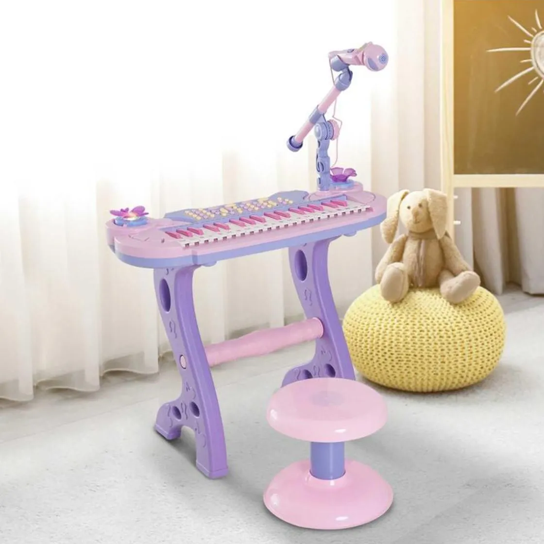 Homcom - Piano Infantil 37 Teclas Rosa
