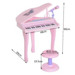 Homcom - Piano Infantil Electrónico Rosa