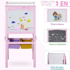 Homcom - Pizarra infantil 3 en 1 con caballete* Steam|Arte Y Manualidades