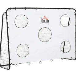 Homcom - Portería de fútbol con lona de entrenamiento Blanco