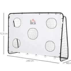 Homcom - Portería de fútbol con lona de entrenamiento Blanco