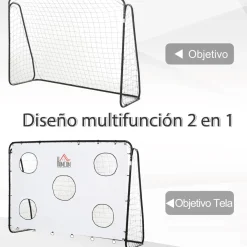 Homcom - Portería de fútbol con lona de entrenamiento Blanco