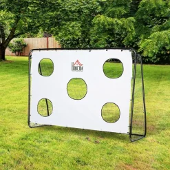 Homcom - Portería de fútbol con lona de entrenamiento Blanco