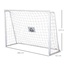 Homcom - Portería de fútbol 186x62x123 cm Blanco* Deportes