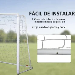 Homcom - Portería de fútbol 186x62x123 cm Blanco* Deportes