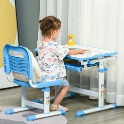 Homcom - Pupitre infantil con silla Azul y Blanco* Estilo De Vida