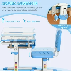 Homcom - Pupitre infantil con silla Azul y Blanco* Estilo De Vida