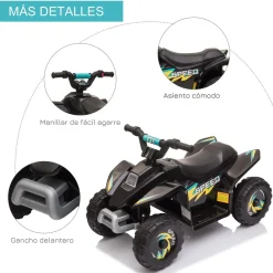 Homcom - Quad Eléctrico Batería 6V Negro* Vehículos De Batería O A Pedales