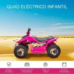 Homcom - Quad Eléctrico Batería 6V Rosa* Vehículos De Batería O A Pedales