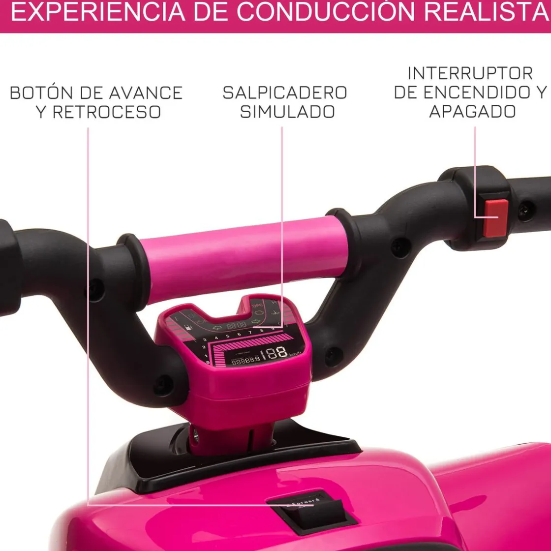 Homcom - Quad Eléctrico Batería 6V Rosa* Vehículos De Batería O A Pedales
