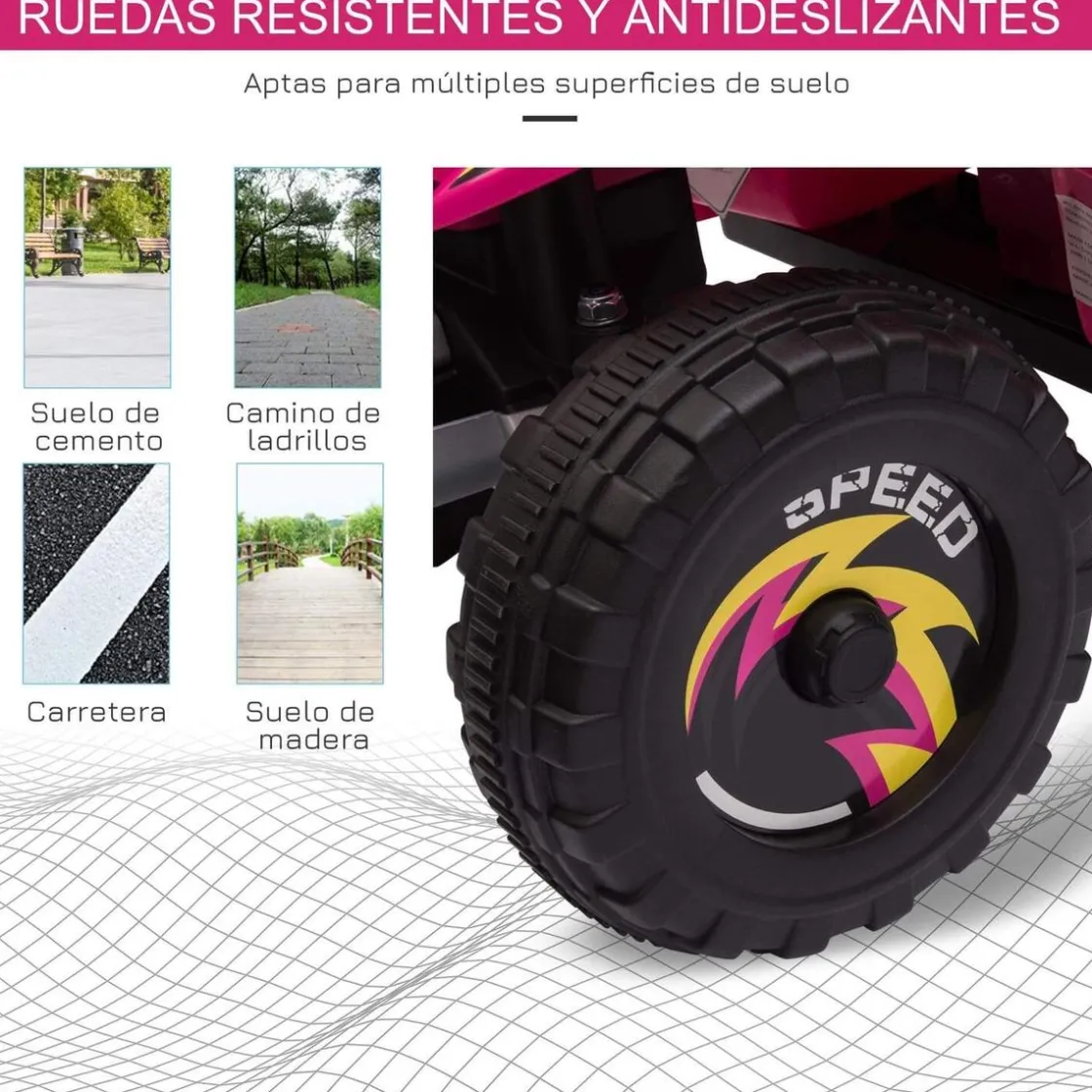Homcom - Quad Eléctrico Batería 6V Rosa* Vehículos De Batería O A Pedales