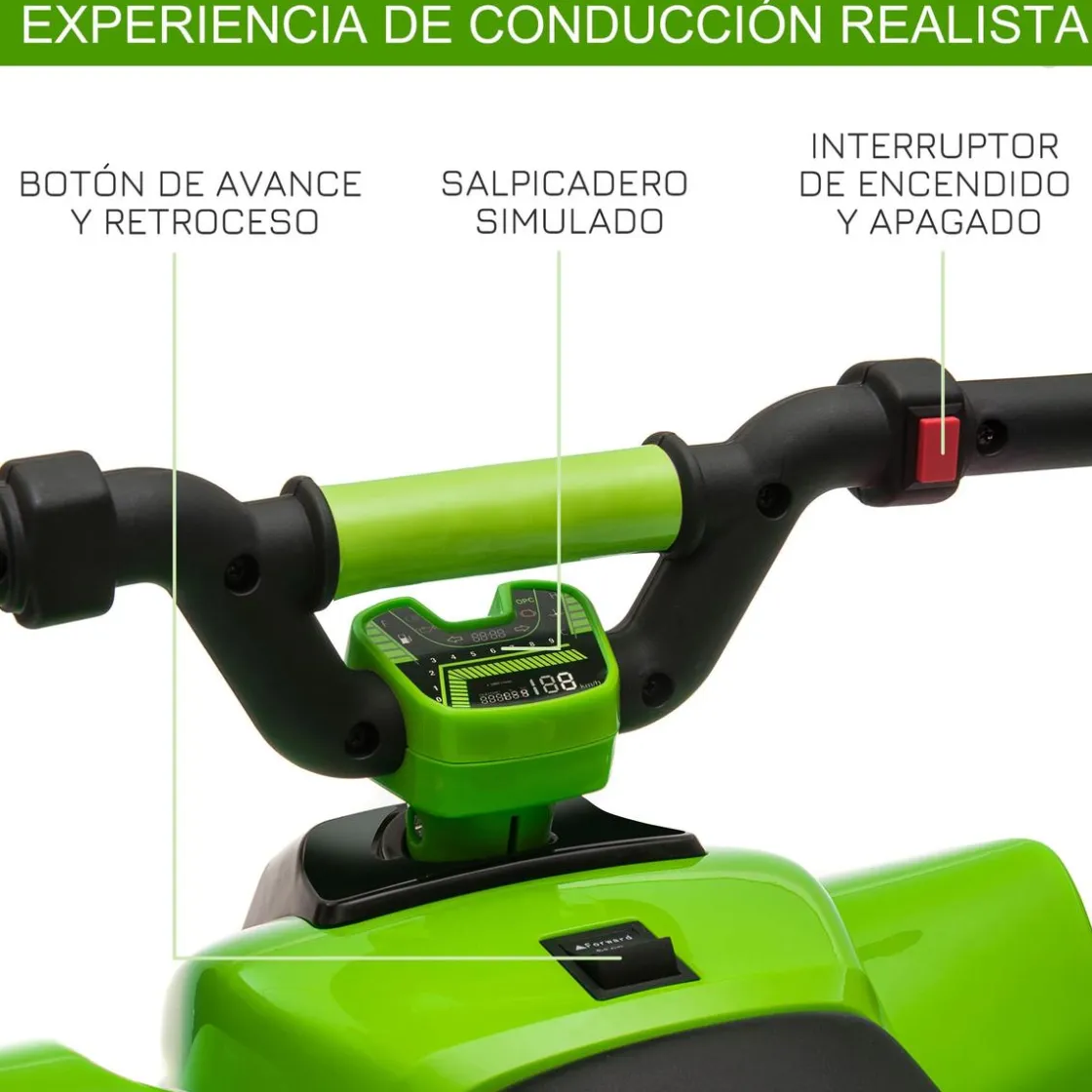 Homcom - Quad Eléctrico Batería 6V Verde* Vehículos De Batería O A Pedales