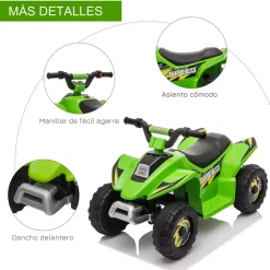 Homcom - Quad Eléctrico Batería 6V Verde* Vehículos De Batería O A Pedales