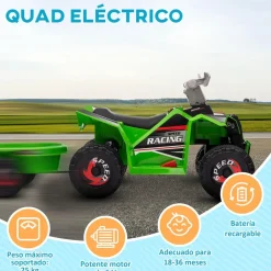 Homcom - Quad eléctrico con remolque* Vehículos De Batería O A Pedales