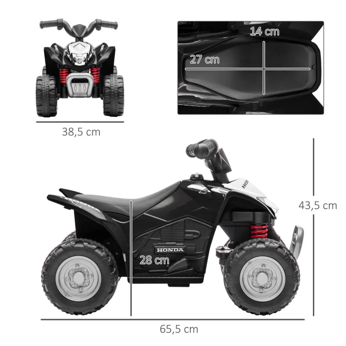 AIYAPLAY Homcom - Quad eléctrico Honda Negro