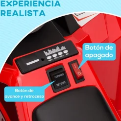 Homcom - Quad Eléctrico Rojo con Remolque* Vehículos De Batería O A Pedales