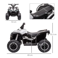 Homcom - Quad eléctrico 12V blanco