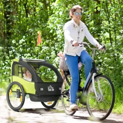 Homcom - Remolque para bicicleta Verde* Bicicletas|Portabebés Y Bici·Bicicleta Y Accesorios