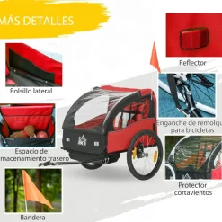 Homcom - Remolque para bicicleta Rojo