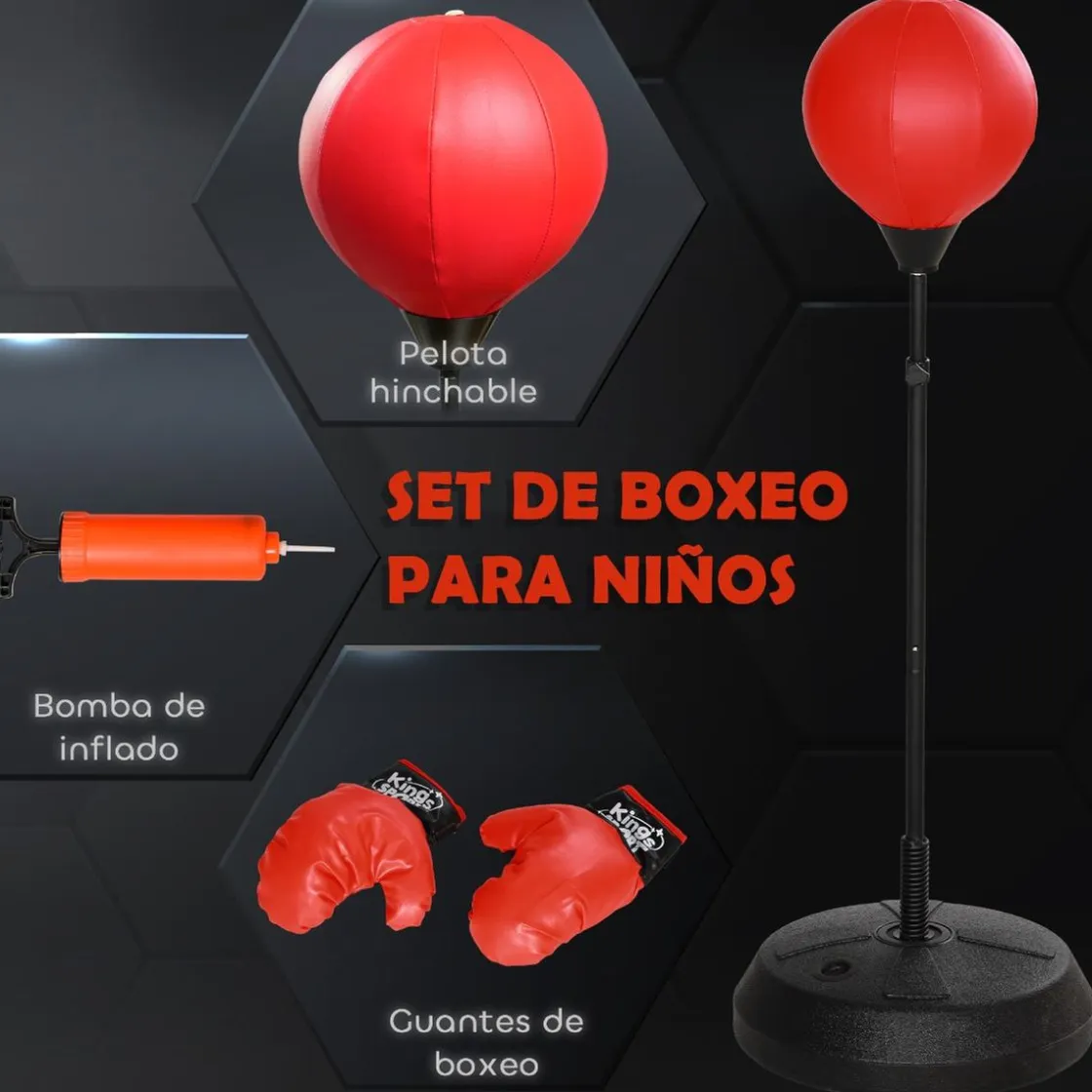 AIYAPLAY Homcom - Saco de boxeo infantil de pie 147 cm