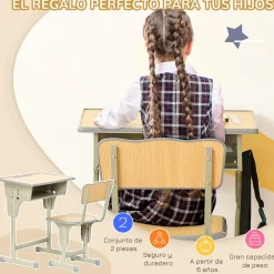 Homcom - Set Pupitre + Silla infantil Vintage* Estilo De Vida