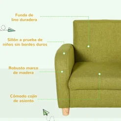 Homcom - Sillón infantil Verde* Entretenimiento·Hamacas Y Columpios|Estilo De Vida