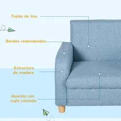 Homcom - Sillón tela infantil Azul