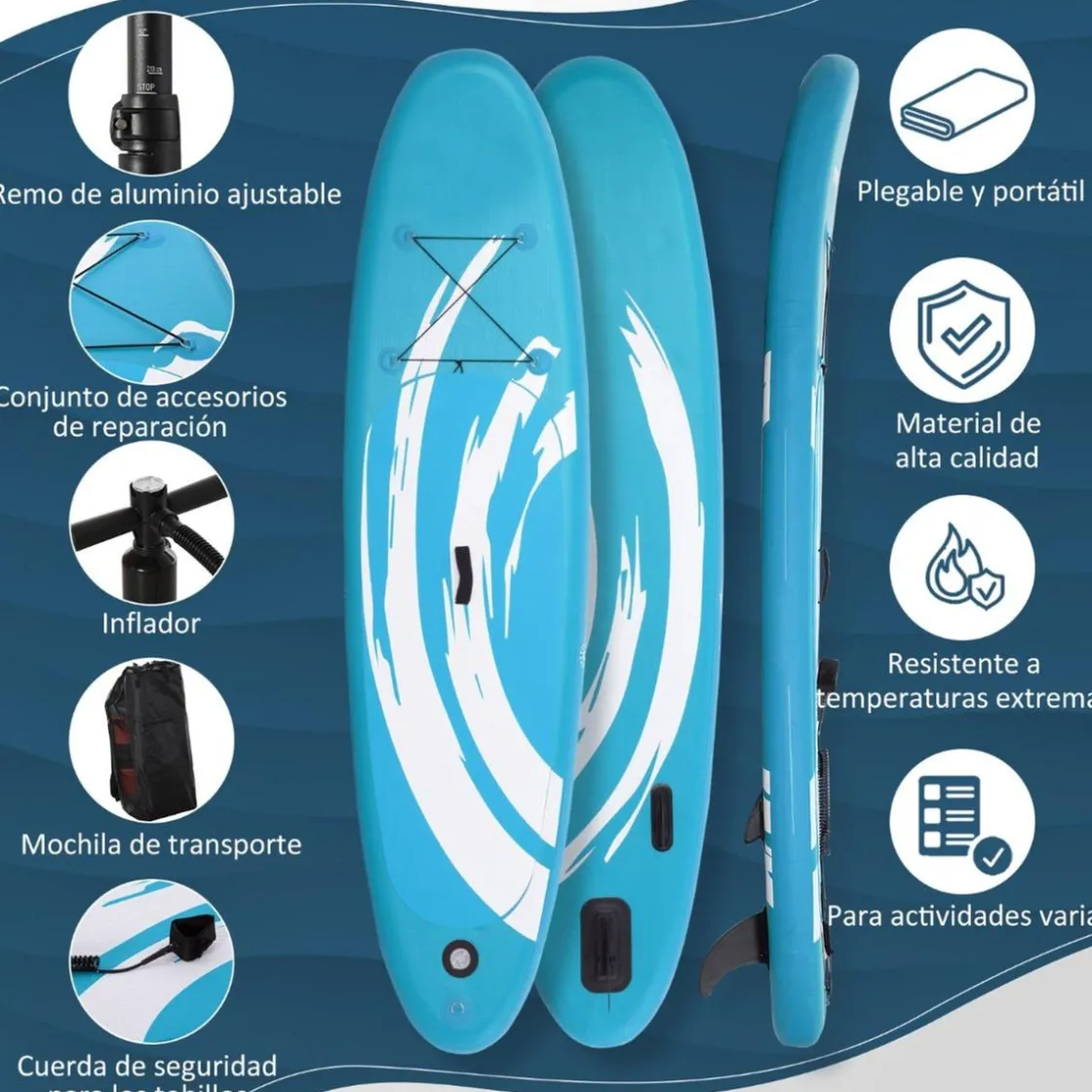 Outsunny Homcom - Tabla de paddle surf hinchable Azul* Deportes