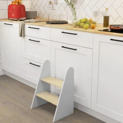 AIYAPLAY Homcom - Taburete 2 peldaños Blanco