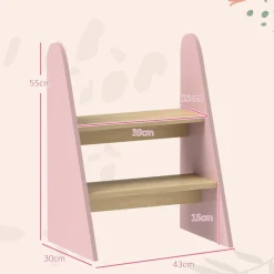 AIYAPLAY Homcom - Taburete Escalera infantil madera Rosa* Estilo De Vida