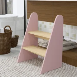 AIYAPLAY Homcom - Taburete Escalera infantil madera Rosa* Estilo De Vida