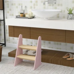 AIYAPLAY Homcom - Taburete Escalera infantil madera Rosa* Estilo De Vida