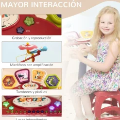 Homcom - Teclado electrónico 32 teclas con batería y taburete* Música|Electrónicos