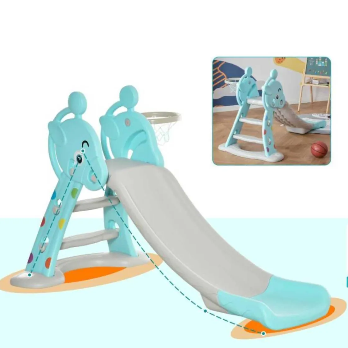 Homcom - Tobogán Infantil con Aro Baloncesto* Toboganes